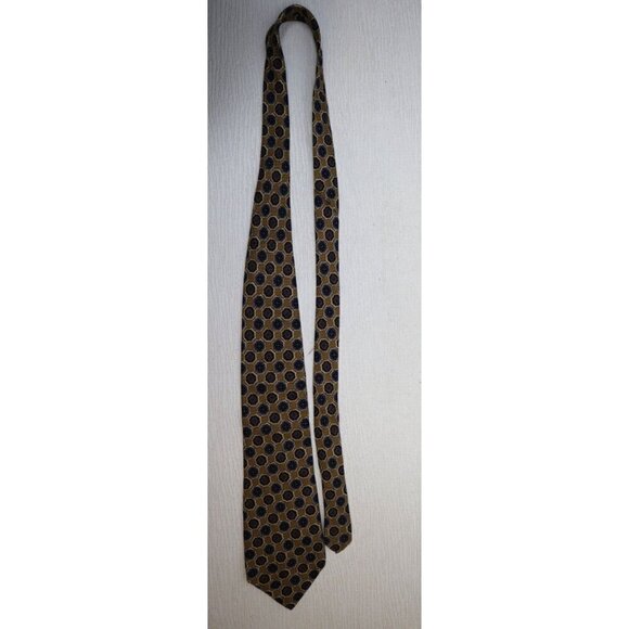 CLUB ROOM - MEN'S GOLD & BLUE  GEOMETRIC PRINT TIE - 100% SILK - Picture 4 of 7